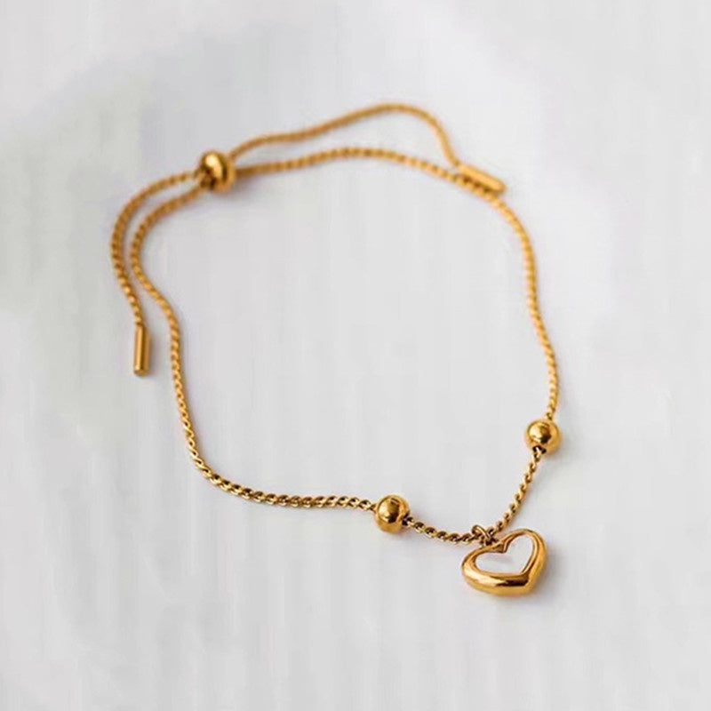Gelang Hati Wanita - Stainless Steel Emas Anti Kusam, Aksesoris Perhiasan Elegan - 我的商店