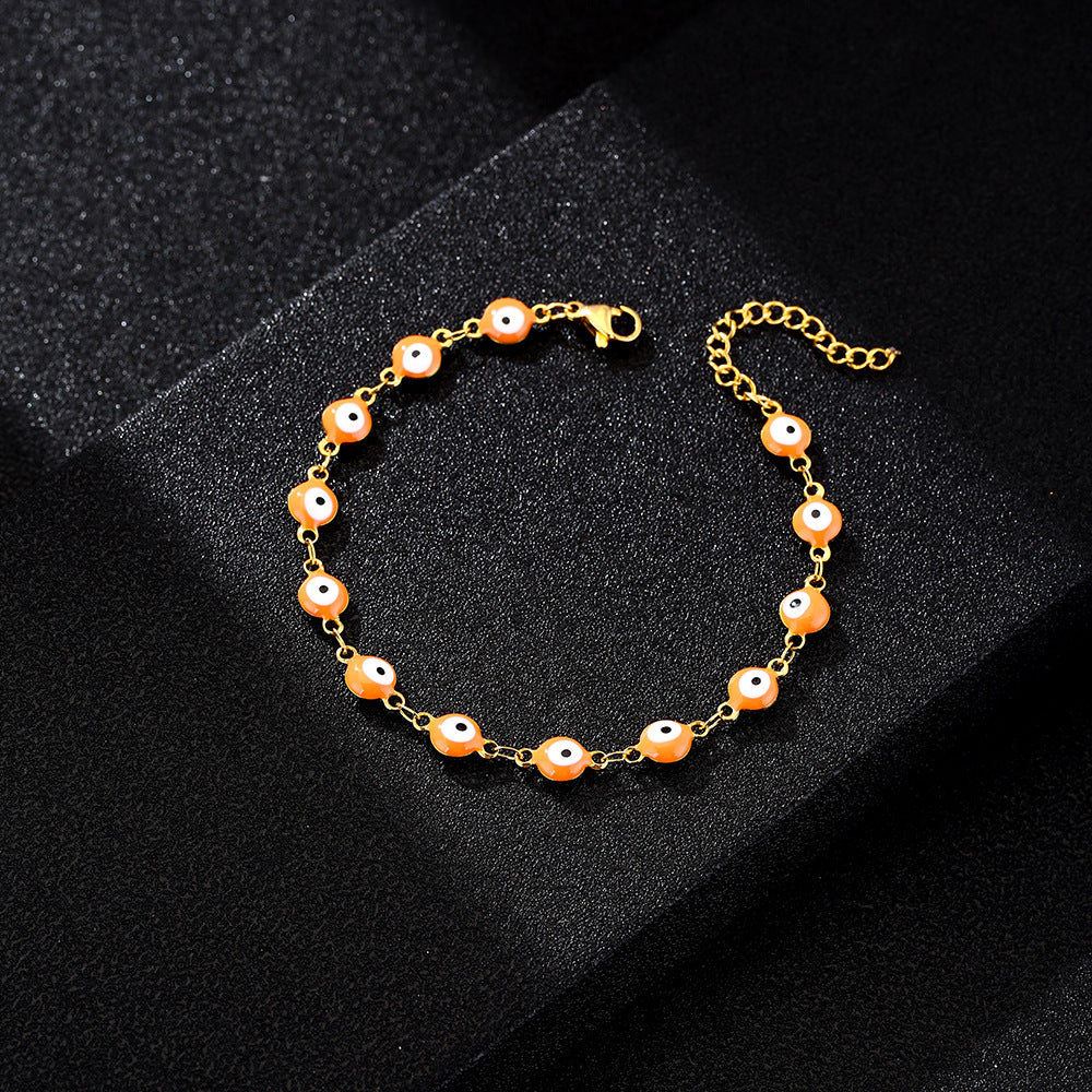 Gelang Mata Iblis Fashion Baja Tahan Karat 304 – Berlapis Emas 18K & Resin, Grosir perhiasandirect