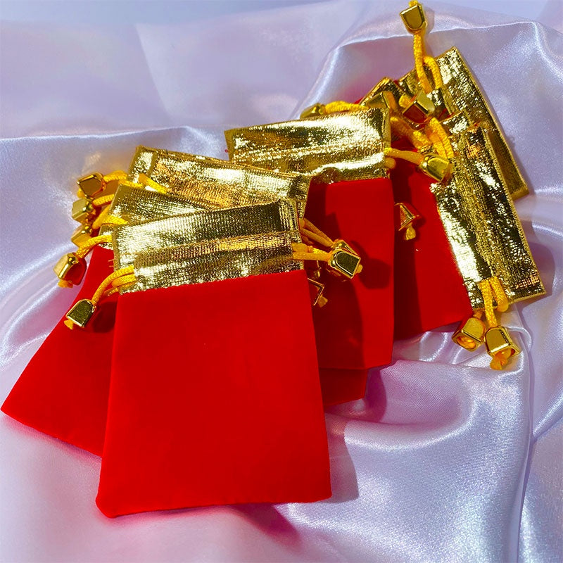 Kantong Velvet untuk Kemasan Perhiasan - Tas Hadiah Lucky Red, Praktis & Elegan! - 我的商店