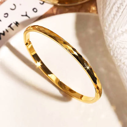 Gelang Wanita Retro Lapis Emas 18K - Stainless Steel, Tidak Kusam, Elegan & Cocok untuk Prom! - 我的商店