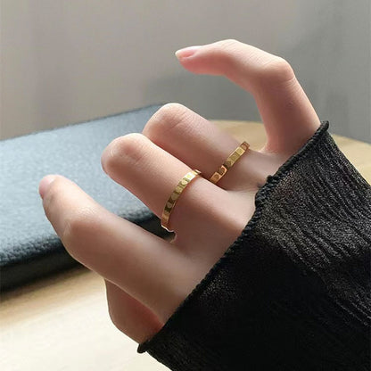 Cincin Janji Pasangan - Singsing Hati Stainless Steel Anti Pudar Lapisan Emas 18k | Aksesoris Perhiasan Elegan - 我的商店
