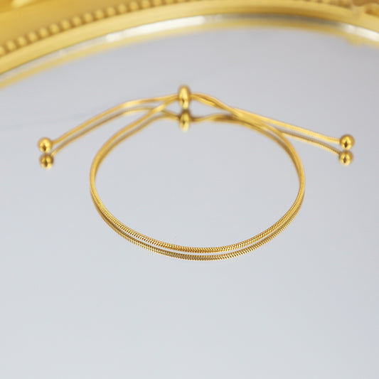 Gelang Wanita Stainless Steel Lapis Emas 18K - Minimalis, Elegan & Awet! - 我的商店