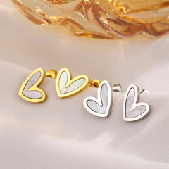 1 Pasang Anting Lucu Bentuk Hati – Cangkang & Emas 18K, Anti Karat