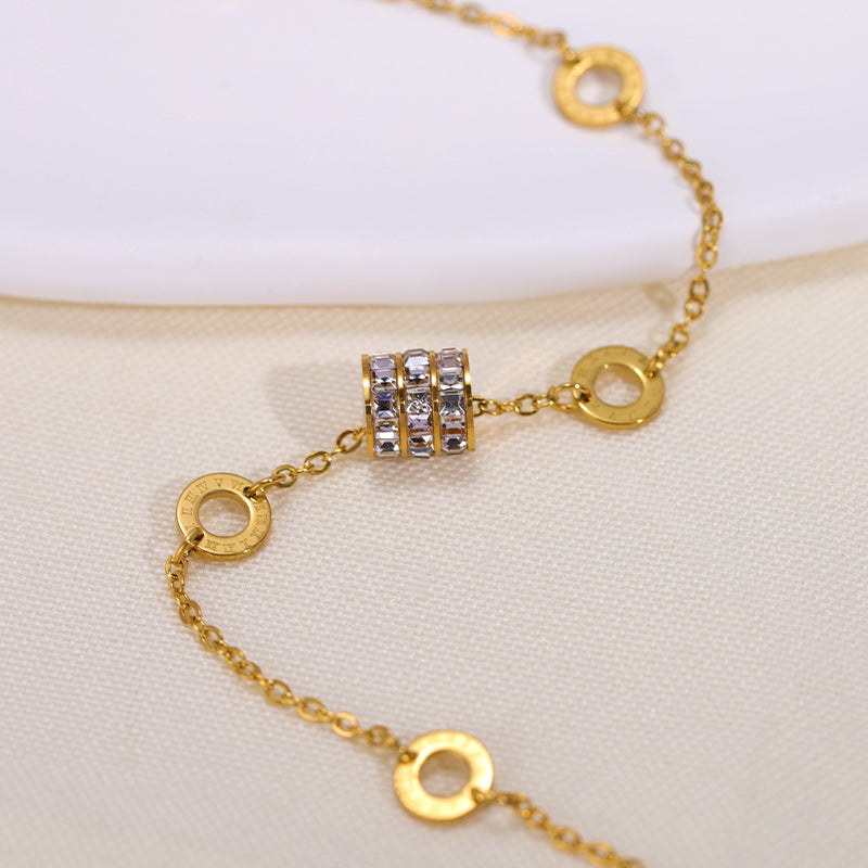 Gelang Berlian Romawi untuk Wanita – Bangle Emas Vintage, Perhiasan Aksesori Elegan - 我的商店