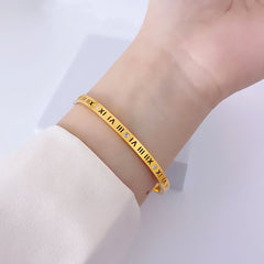 Gelang Berlian untuk Wanita - Bangle Emas 18k Roman Stainless Steel Anti Pudar | Aksesoris Perhiasan Elegan