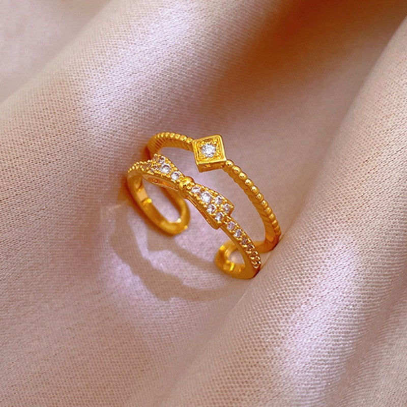 Cincin Kupu-Kupu Adjustable Wanita - Perhiasan Stainless Steel Emas Anti Kusam, Hadiah Spesial, Grosir Harga Terbaik - 我的商店