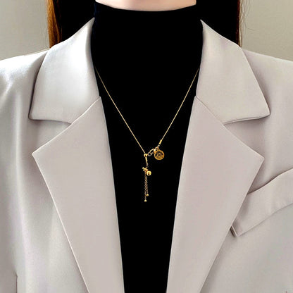 Kalung Choker Wanita Liontin Gourdos FU Keberuntungan - Stainless Steel Lapis Emas, Tidak Kusam, Elegan & Cocok untuk Hadiah! - 我的商店