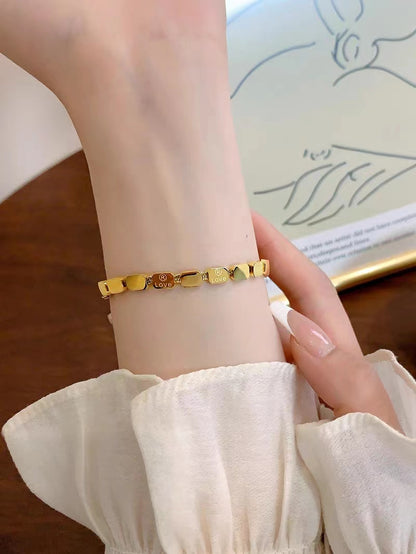 Gelang Emas untuk Wanita - Rantai Stainless Steel Anti Pudar | Bangle Aksesoris Perhiasan Elegan - 我的商店