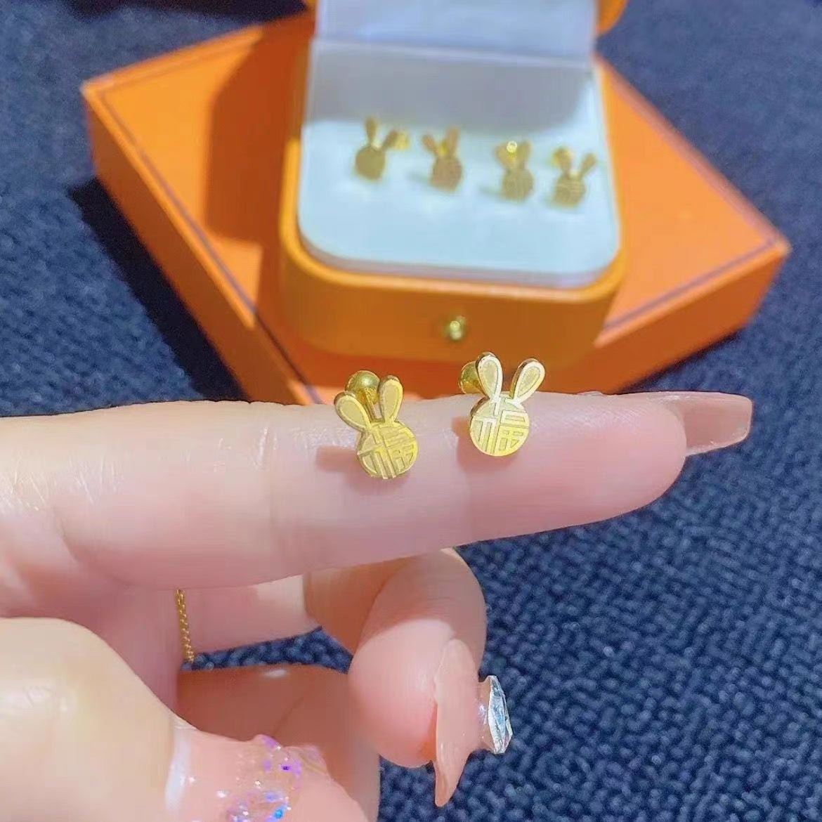 Anting Emas Kelinci Keberuntungan untuk Anak – Perhiasan Anting Stainless Hipoalergenik - 我的商店