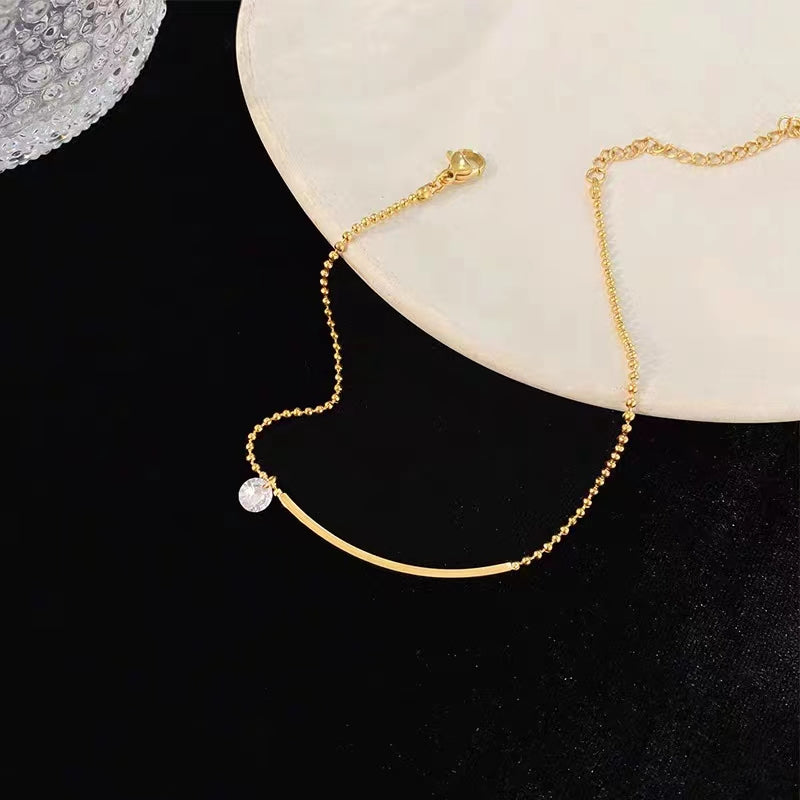 Gelang Kaki "Smile" Wanita - Rantai Emas dengan Zirconia Anti Pudar - 我的商店