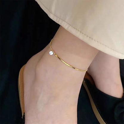 Gelang Kaki "Smile" Wanita - Rantai Emas dengan Zirconia Anti Pudar - 我的商店