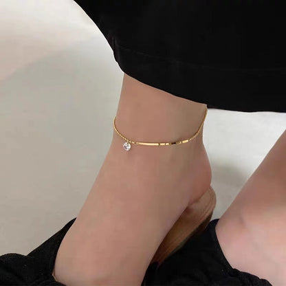 Gelang Kaki "Smile" Wanita - Rantai Emas dengan Zirconia Anti Pudar - 我的商店