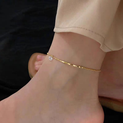 Gelang Kaki "Smile" Wanita - Rantai Emas dengan Zirconia Anti Pudar - 我的商店