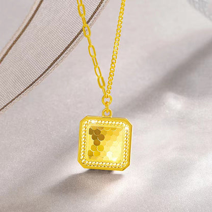 Kalung Sisik Ikan Kotak Emas 18K - Stainless Steel Anti Kusam Gaya Korea - 我的商店