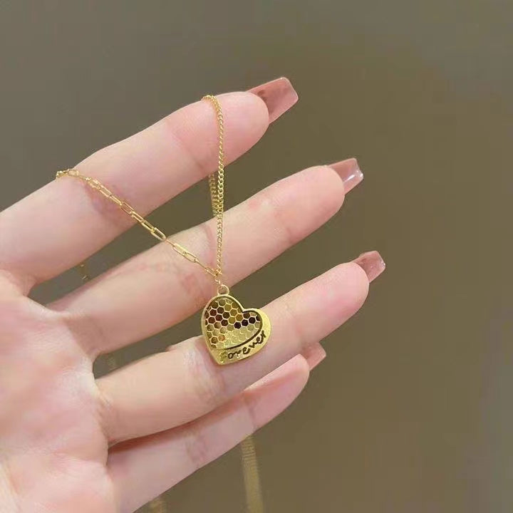 Kalung Sisik Ikan Kotak Emas 18K - Stainless Steel Anti Kusam Gaya Korea - 我的商店