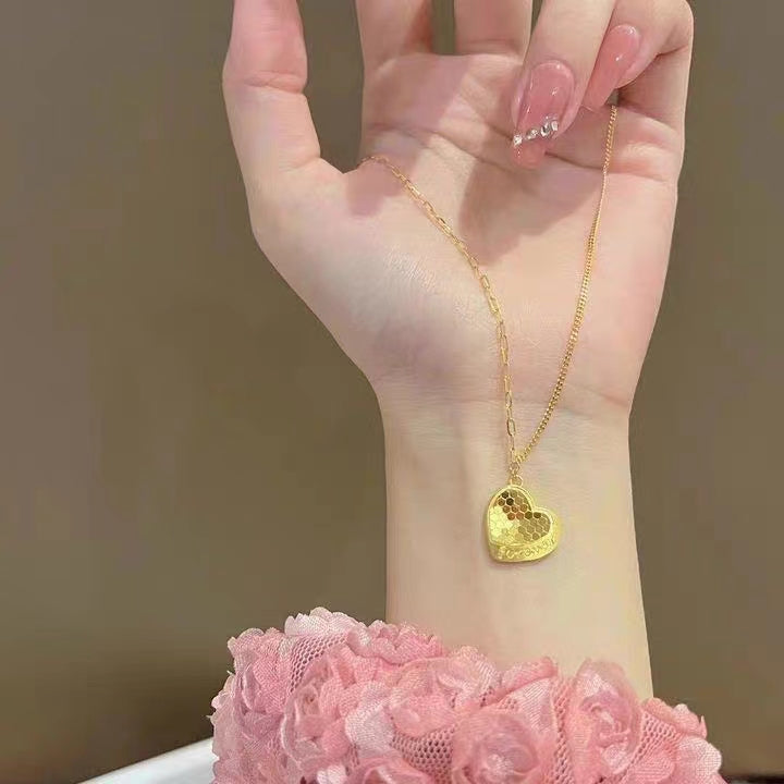 Kalung Sisik Ikan Kotak Emas 18K - Stainless Steel Anti Kusam Gaya Korea - 我的商店