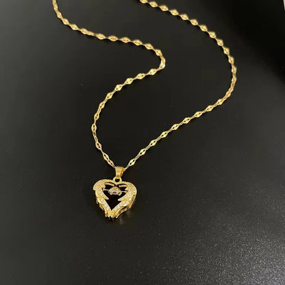 Kalung Detak Jantung Berlian Gaya Korea - Stainless Steel Perak Anti Kusam, Hypoallergenic - 我的商店