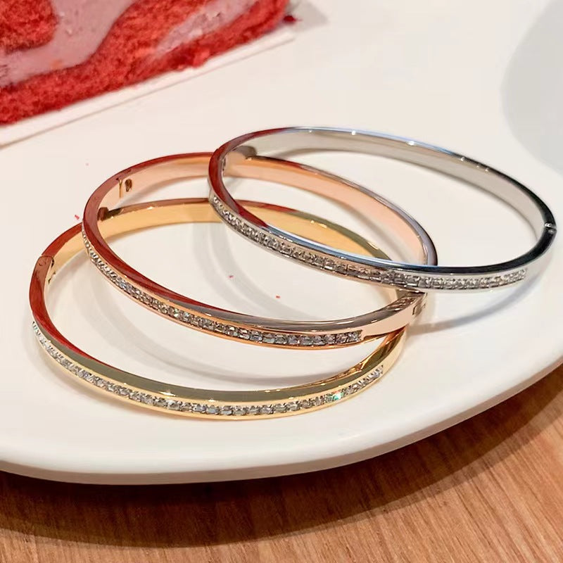 Gelang Mewah Wanita - Berlian & Emas 18K Stainless Steel Anti Pudar - 我的商店