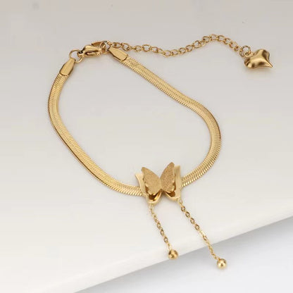 Gelang Kupu-Kupu Wanita - Rantai Emas Stainless Steel Anti Kusam, Hadiah Elegan - 我的商店