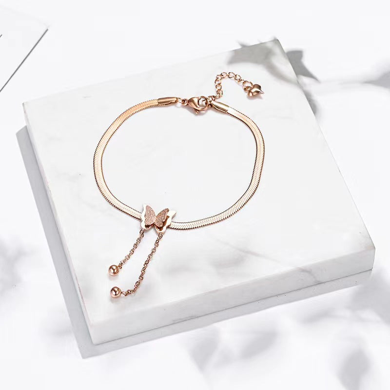 Gelang Kupu-Kupu Wanita - Rantai Emas Stainless Steel Anti Kusam, Hadiah Elegan - 我的商店