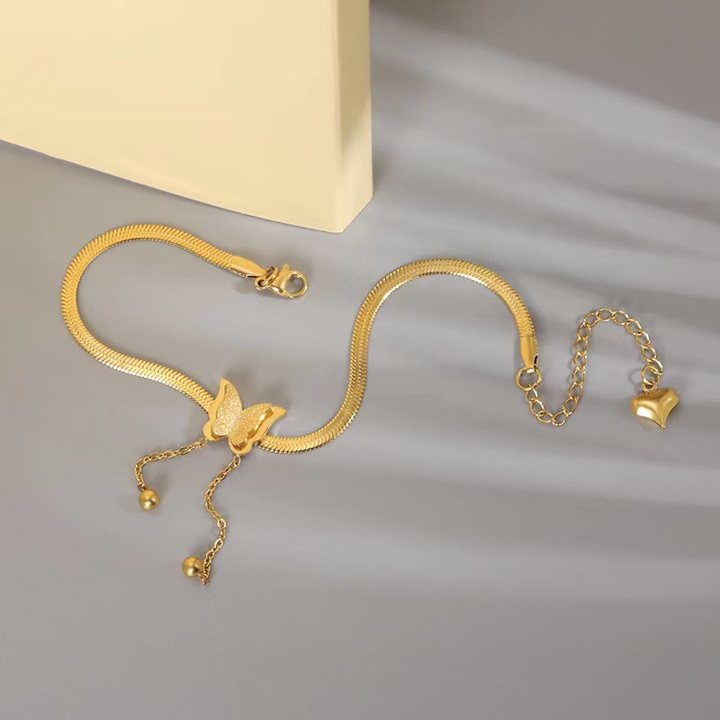 Gelang Kupu-Kupu Wanita - Rantai Emas Stainless Steel Anti Kusam, Hadiah Elegan - 我的商店