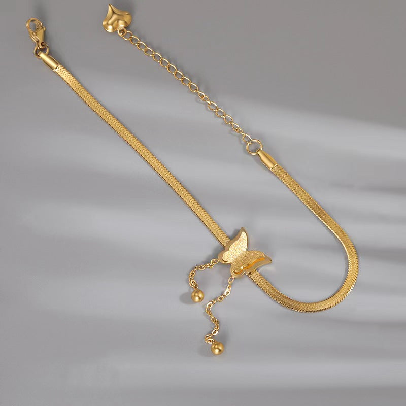 Gelang Kupu-Kupu Wanita - Rantai Emas Stainless Steel Anti Kusam, Hadiah Elegan - 我的商店