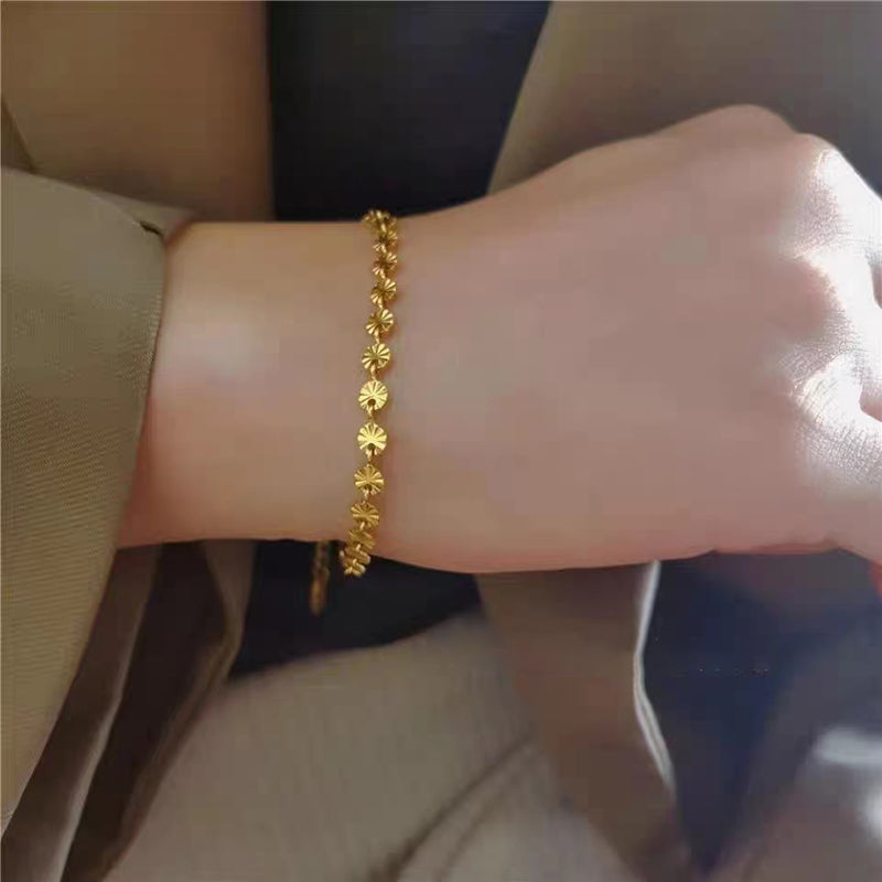 Grosir Gelang Wanita Stainless Steel Motif Kelopak Bunga - Trendi & Tidak Kusam! - 我的商店