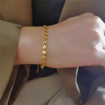 Grosir Gelang Wanita Stainless Steel Motif Kelopak Bunga - Trendi & Tidak Kusam! - 我的商店