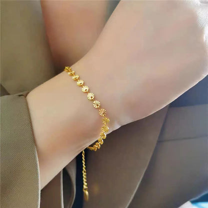 Grosir Gelang Wanita Stainless Steel Motif Kelopak Bunga - Trendi & Tidak Kusam! - 我的商店