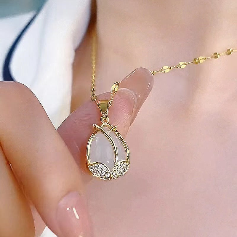 Kalung Bunga Tulip Wanita - Liontin Emas Anti Kusam dengan Rantai Elegan - 我的商店