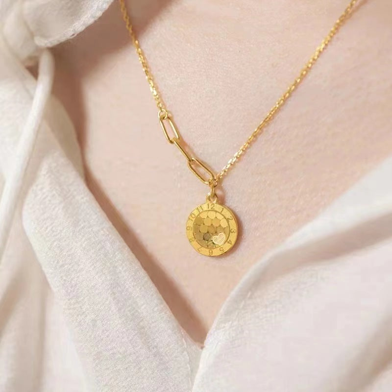 Kalung Sisik Ikan Kotak Emas 18K - Stainless Steel Anti Kusam Gaya Korea - 我的商店