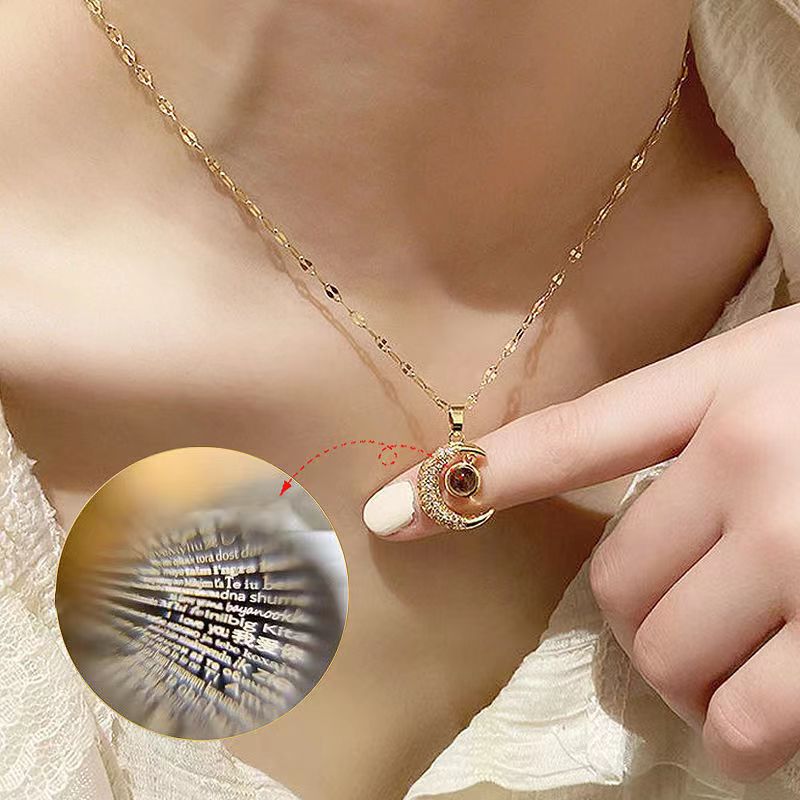 Kalung Bulan dan Bintang Kwintas untuk Pasangan - Stainless Steel Hypoallergenic | Perhiasan Hadiah untuk Pacar - 我的商店