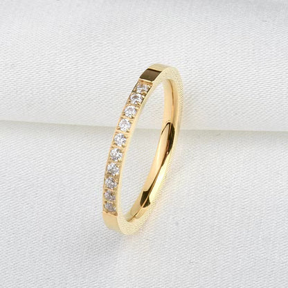 Cincin Berlian Pasangan Anti Pudar - Singsing Emas & Stainless Silver | Perhiasan Hadiah Elegan - 我的商店