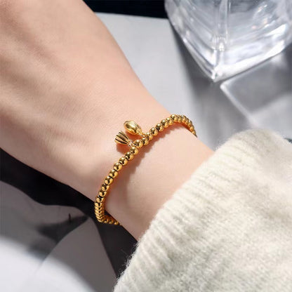Grosir Gelang Manik Bunga Teratai Emas untuk Wanita – Baja Tahan Karat, Elegan, Anti Karat - 我的商店