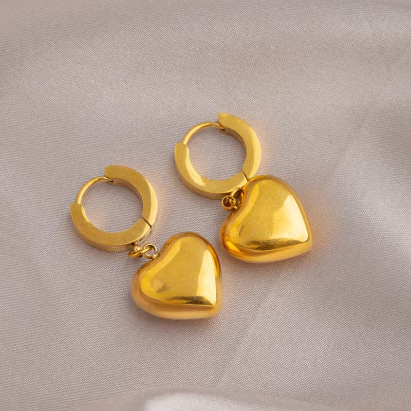 Hikaw Emas 18K Anti Pudar - Lucky Ball Stainless Steel untuk Wanita | Anting Hypoallergenic & Tahan Lama - 我的商店