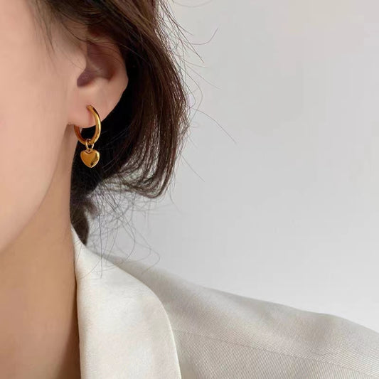 Hikaw Emas 18K Anti Pudar - Lucky Ball Stainless Steel untuk Wanita | Anting Hypoallergenic & Tahan Lama - 我的商店