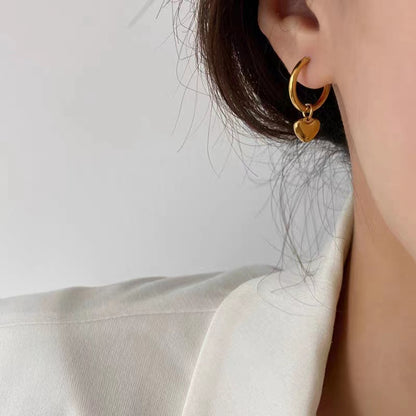 Hikaw Emas 18K Anti Pudar - Lucky Ball Stainless Steel untuk Wanita | Anting Hypoallergenic & Tahan Lama - 我的商店