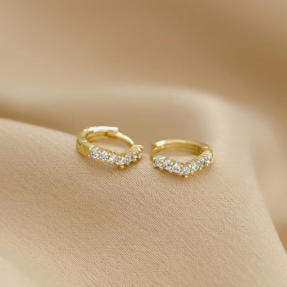 Anting Hoop Mini Lapis Emas 14K dengan Zirkonia - 1 Pasang | Anting Huggie & Cartilage - 我的商店