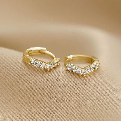 Anting Hoop Mini Zircon Berlapis Emas 14K – Perhiasan Zirconia Kubik untuk Piercing & Huggie - 我的商店