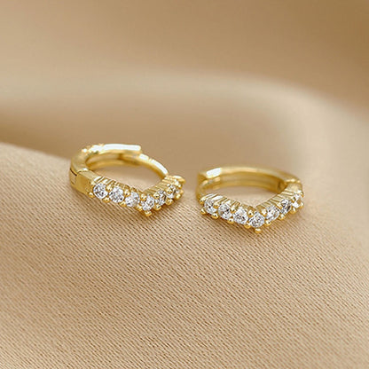 Anting Hoop Mini Zircon Berlapis Emas 14K – Perhiasan Zirconia Kubik untuk Piercing & Huggie - 我的商店