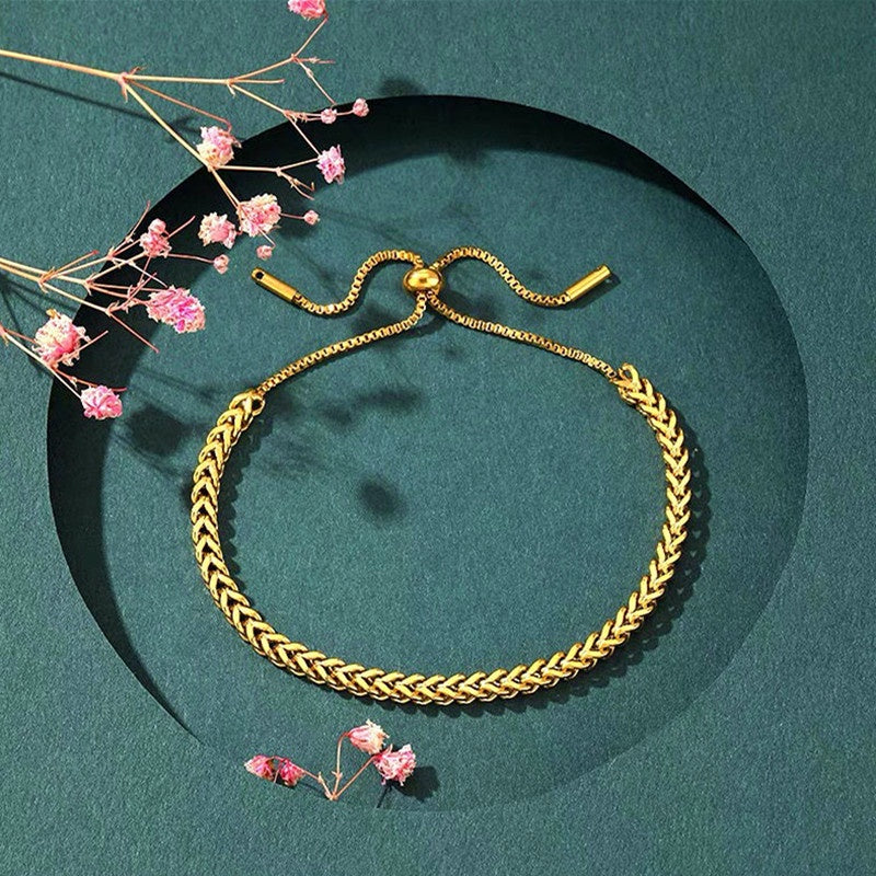 Gelang Wanita Klasik - Rantai Emas Stainless Steel Anti Kusam, Hadiah Elegan - 我的商店