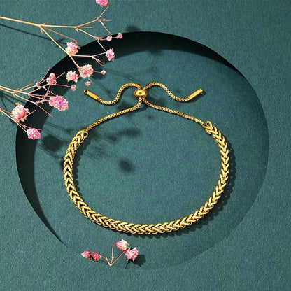 Gelang Wanita Klasik - Rantai Emas Stainless Steel Anti Kusam, Hadiah Elegan - 我的商店