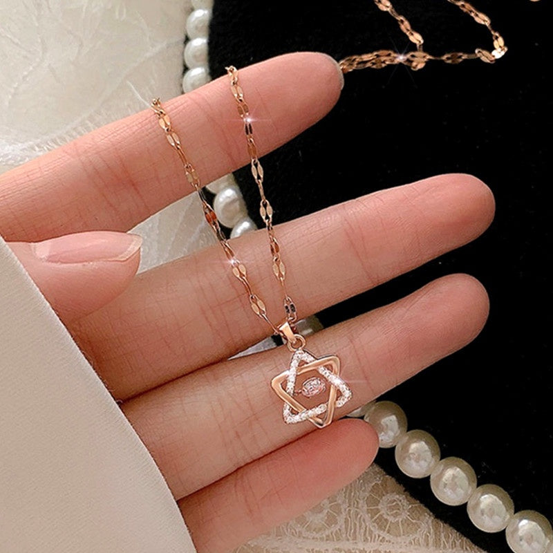 Kalung Rantai Bintang untuk Wanita - Pendant Stainless Steel Emas Vintage | Choker Perhiasan Elegan - 我的商店