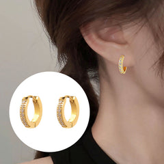 Hikaw Pasangan Lapis Emas 18k Wanita - Perhiasan Stainless Steel Elegan, Aksesoris Fashion Trendy untuk Anak Perempuan, Grosir Harga Terbaik