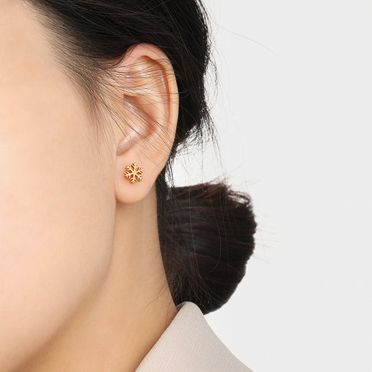 Anting Stud Snowflake Wanita - Stainless Steel Hypoallergenic, Aksesoris Fashion Winter - 我的商店