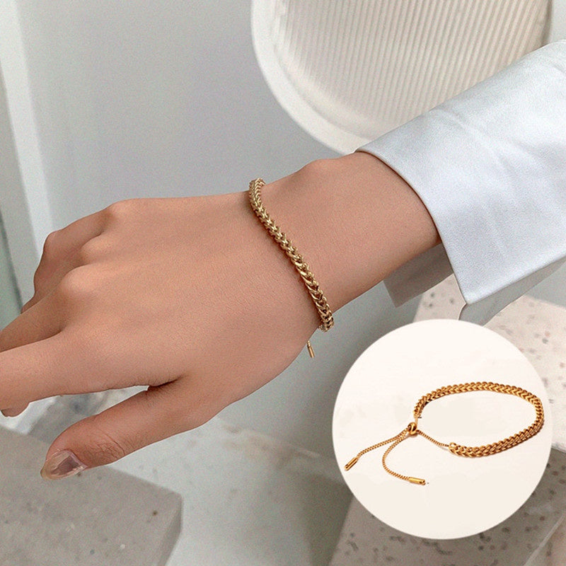 Gelang Wanita Klasik - Rantai Emas Stainless Steel Anti Kusam, Hadiah Elegan - 我的商店