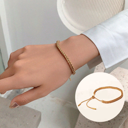 Gelang Wanita Klasik - Rantai Emas Stainless Steel Anti Kusam, Hadiah Elegan - 我的商店