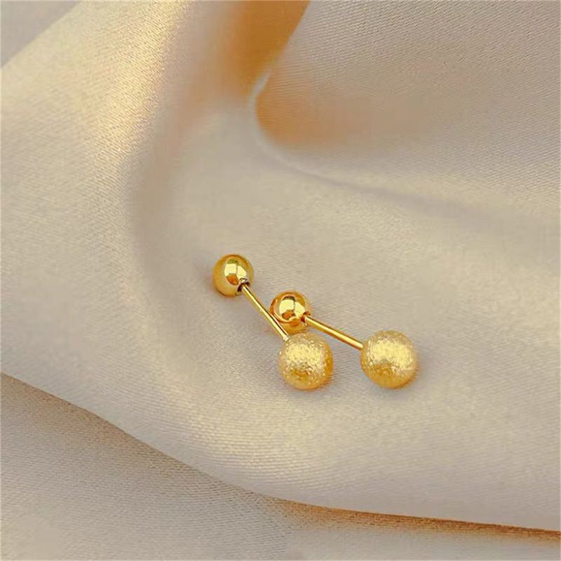 Anting Frosted Bead - Titanium Steel untuk Wanita/Pria, 1 Pasang CZ Huggie & Cartilage - 我的商店