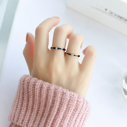 Cincin Pasangan Classic 1 Carat Single Diamond - 18K Rose Gold & Stainless Steel Anti Karat | Perhiasan Titanium Elegan - 我的商店