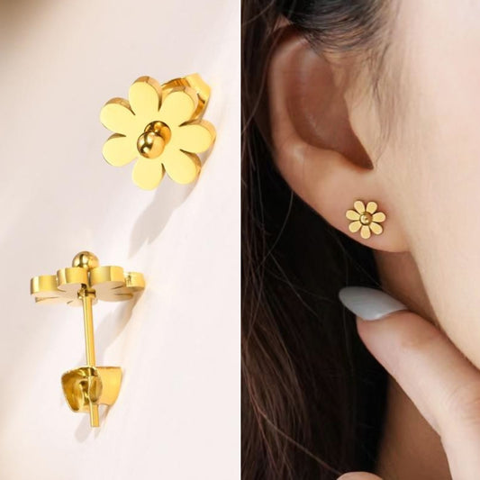 Anting Bunga Stud Wanita - Stainless Steel Hypoallergenic Anti Kusam, Hadiah Cantik - 我的商店